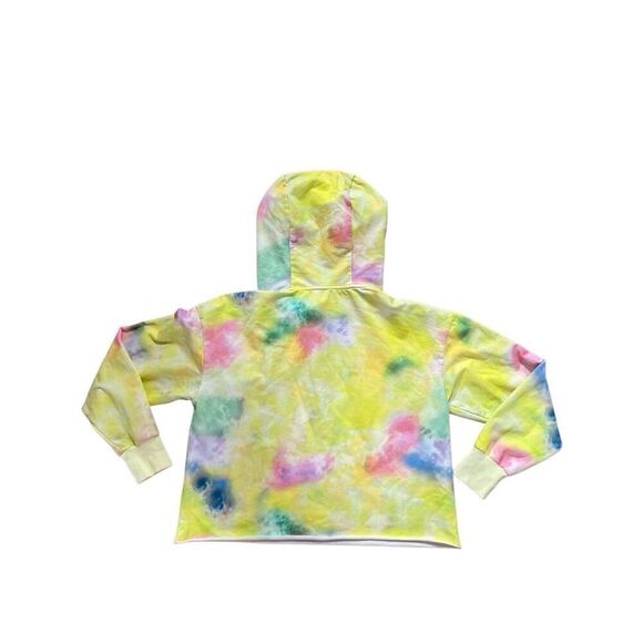ALICE + OLIVIA Niki Funnel Neck Cropped Hoodie in Beachside Tie Dye NWT Size S - Picture 2 of 16